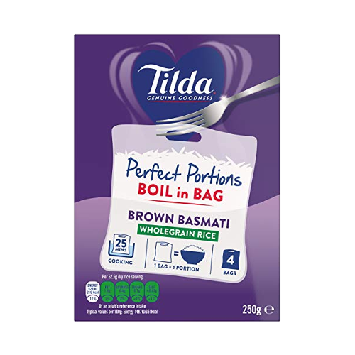 Tilda Wholegrain Basmati Reis, Cook in Bag 4x62,5g